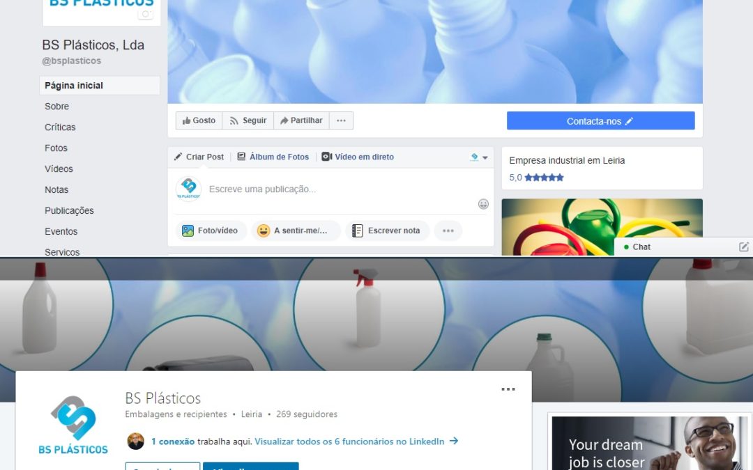 BS Plásticos nas Redes Sociais: Facebook e LinkedIn